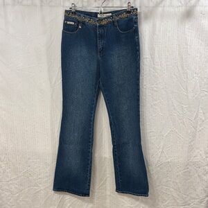 Vintage Zana Di Flare Jeans with Floral Embroidery